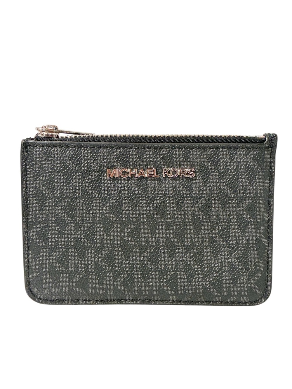 Michael Kors Signature Jet Set Travel Small Top Zip Coin Pouch ID Black